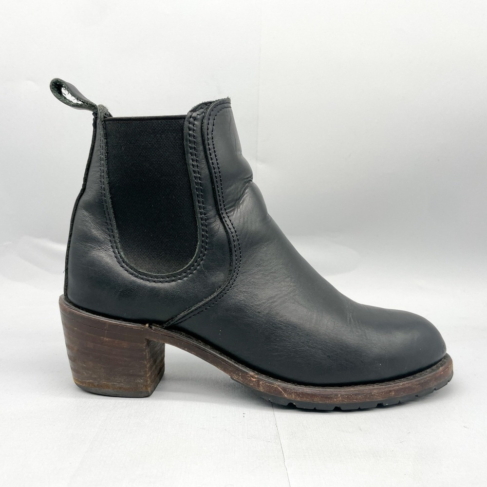 Red Wing Harriet Chelsea Boots Womens 10 B Black Leather Block Heel Lug Sole USA